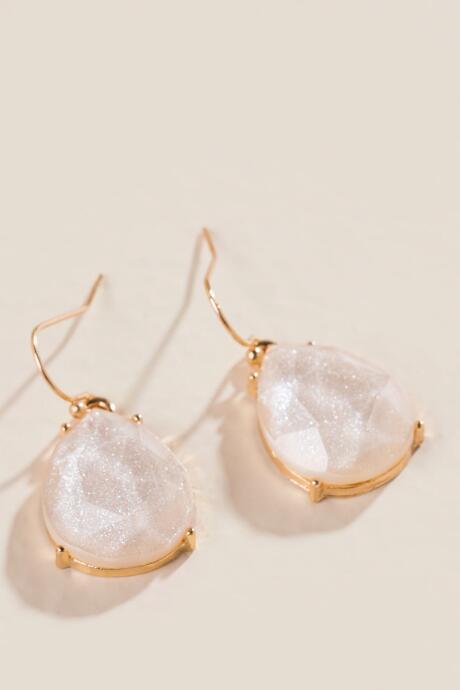 Francesca's Tali Shimmer Teardrop Earrings - Ivory