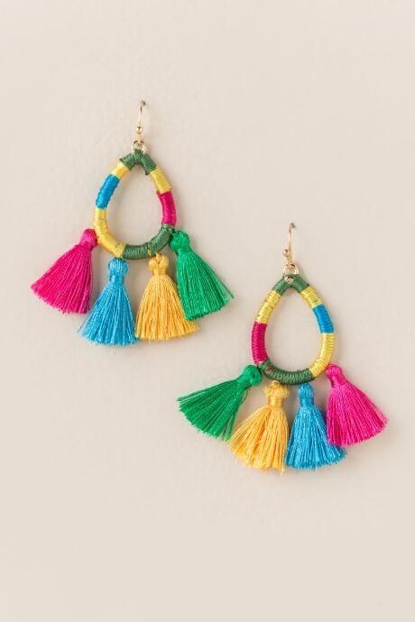 Francesca's Matilda Thread Tassel Teardrop Earring In Multi - Multi
