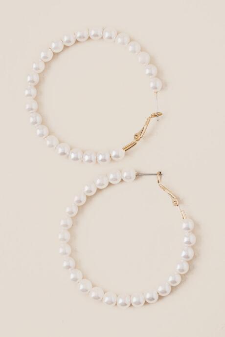 Francesca's Seine Pearl Hoop Earring - Pearl