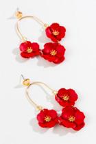Francesca's Carmella Flower Chandelier Earrings - Red