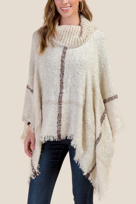 Francesca Inchess Ember Cowl Neck Poncho - Ivory