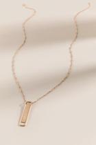 Francesca's Anna Textured Metal Bar Pendant Necklace - Gold