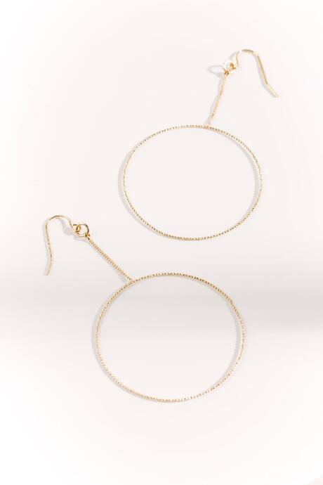 Francesca's Denni Drop Hoop Earrings - Gold