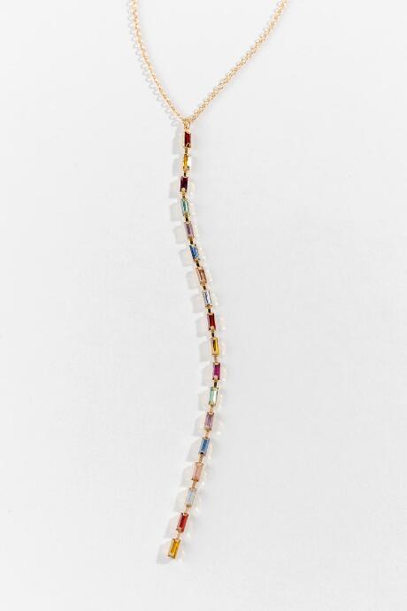 Francesca's Phoebe Crystal Baguette Y Necklace - Multi