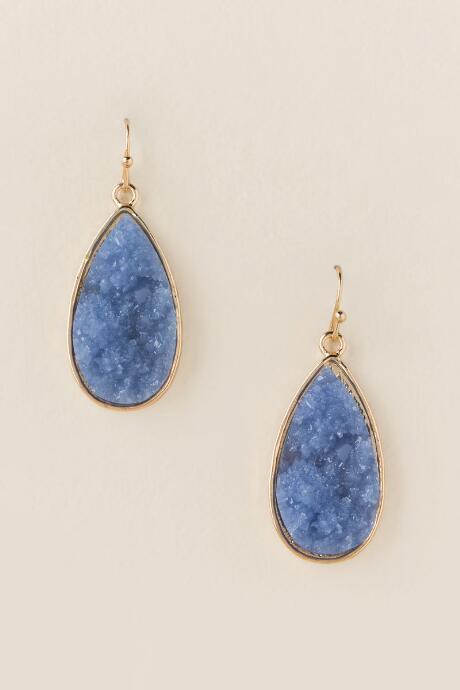 Francesca's Krystal Druzy Teardrop Earring In Blue - Blue