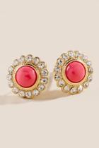 Francesca's Ramona Coral Studs With Pave Trim - Coral