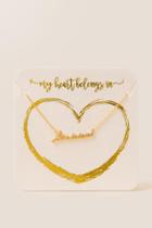 Francesca's Louisiana Script Pendant Necklace - Gold