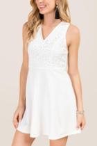 Francesca's Maya Laser Cut A-line Dress - White