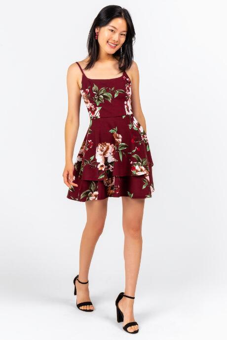 Francesca's Becky Lace Open Back Dress - Burgundy
