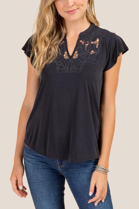 Francesca's Carley Crochet Top - Black