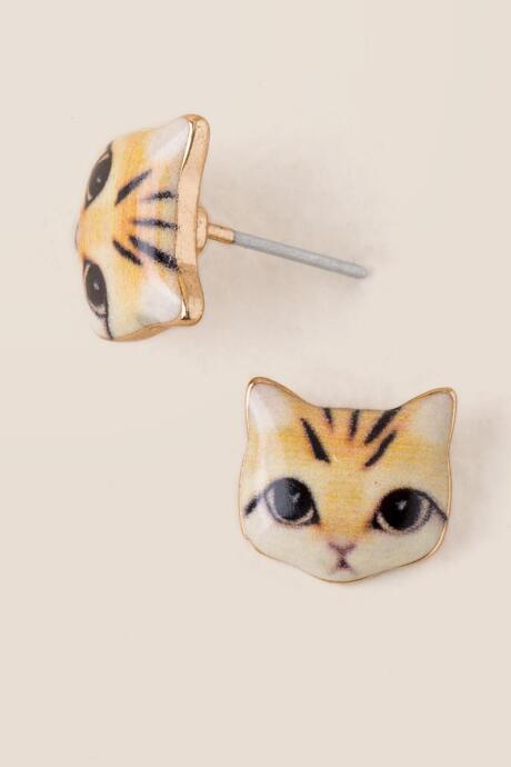 Francesca's Olivia Cat Stud Earring In Yellow - Yellow