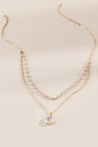 Francesca's Holly Round Drop Layered Necklace - Champagne