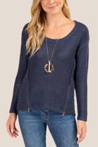 Francesca Inchess Cecelia Hi Lo Pullover Sweater - Navy