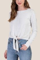 Francesca's Kamryn Tie Front Sweater - Ivory