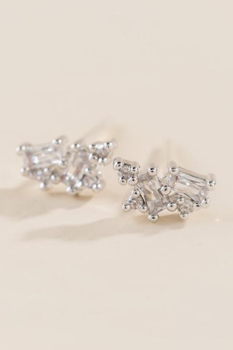 Francesca's Martha Baguette Cluster Studs - Crystal