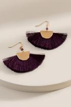 Francesca's Ryleigh Tasseled Fan Drop Earrings In Purple - Purple