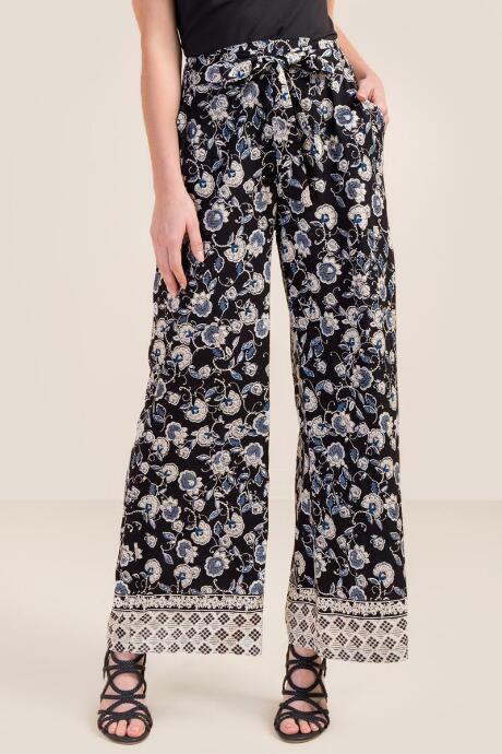 Francesca's Kathryn Floral Palazzo Pants - Black