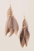 Francesca's Hanover Feather Statement Earrings - Blush