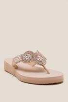 Francesca Inchess Paige Rhinestone Floral Flip Flop Sandal - Nude