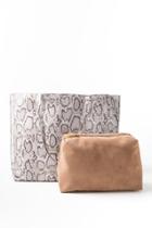 Francesca's Sandy Snake Print Tote - White