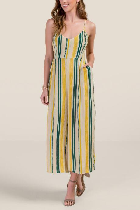 Francesca's Cameron Striped Jumpsuit - Mustard