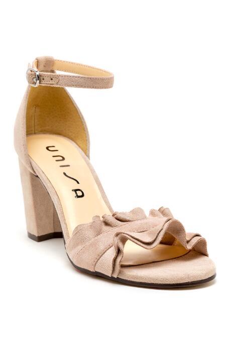 Unisa Danni Ruffle Block Heels - Taupe
