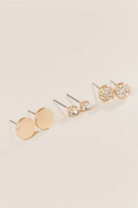 Francesca's Alfie Cubic Zirconia Disc Studs Set - Gold