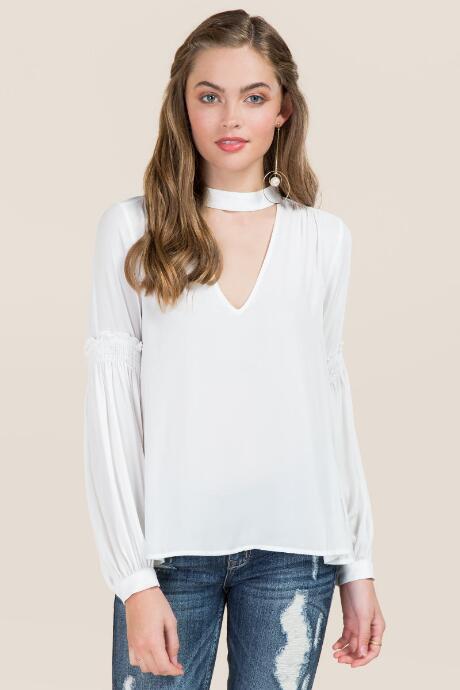 Blue Rain Callista Poet Sleeve Gigi Blouse - White
