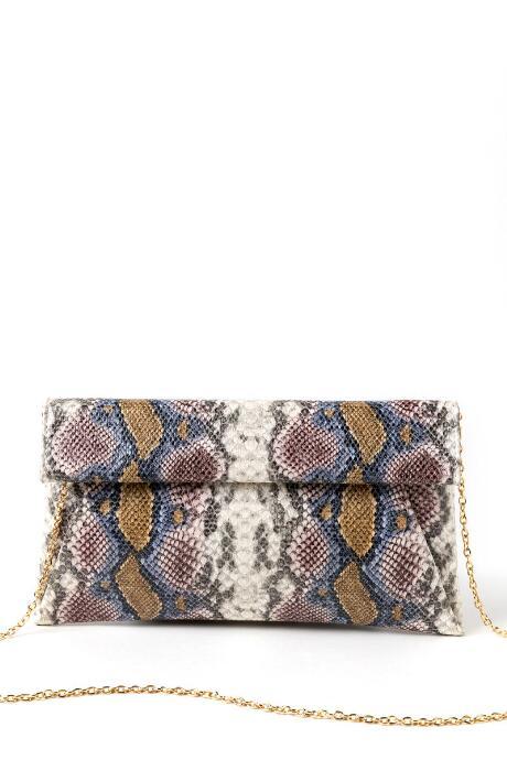 Francesca's Alice Fold-over Snake Clutch - Rose