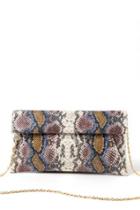 Francesca's Alice Fold-over Snake Clutch - Rose