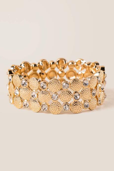 Francesca's Lesley Metal Stretch Bracelet - Gold