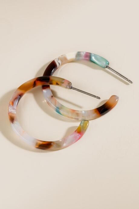 Francesca's Lauren Flat Hoop Earrings - Multi