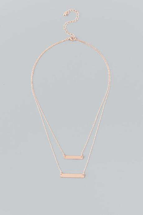 Francesca's Briar Layered Bar Necklace In Rose Gold - Rose/gold