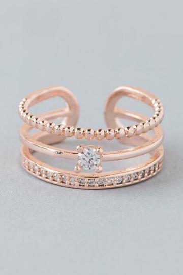 Francesca Inchess Lily Crystal Ring - Rose/gold