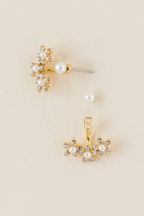 Francesca's Tasha Flower Ear Jackets - Gold