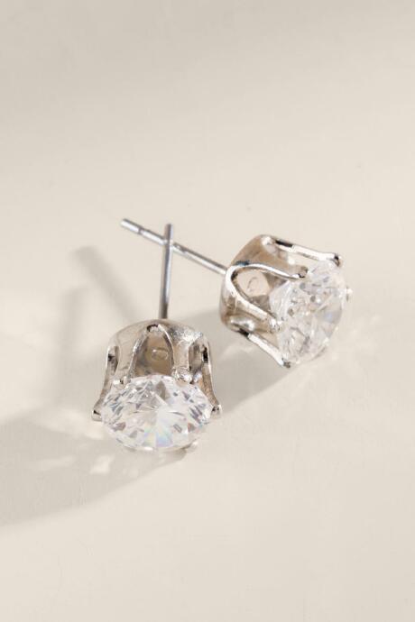 Francesca's Laura Stud Earrings In Silver - Crystal