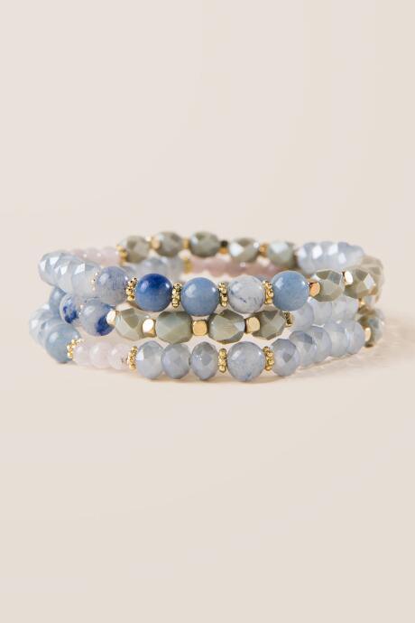 Francesca's Kinsley Beaded Bracelet Set - Blue