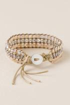 Francesca's Caito Crystals Strand Wrap Bracelet - Ivory
