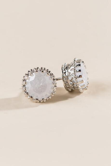 Francesca's Jacey Quartz Stud - Ivory