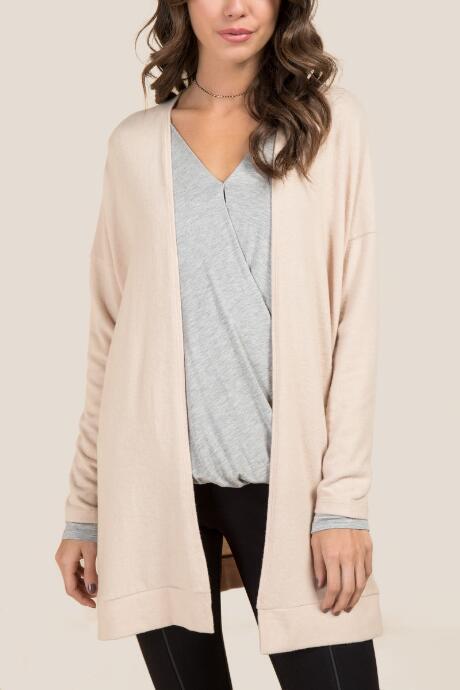 Francesca's Olivia Drop Shoulder Cardigan - Heather Oat