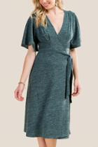 Francesca's Minnie Lurex Wrap Dress - Pine
