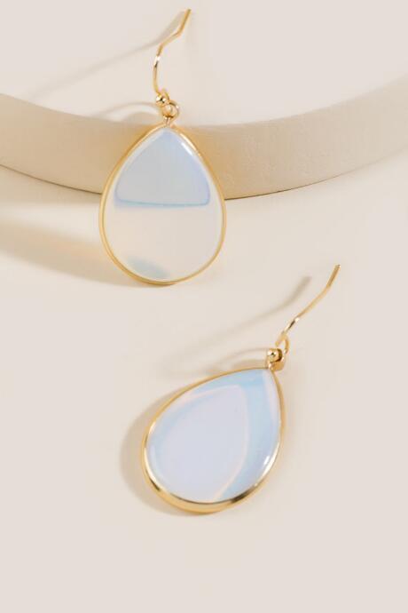 Francesca's Averlyn Glass Opal Teardrop Earrings - Ivory