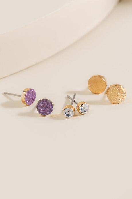 Francesca Inchess Alice Druzy Stud Set - Lavender