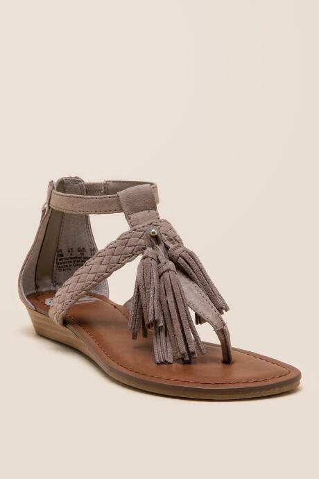 Fergalicious Tanya Fringe T-strap Sandal - Taupe