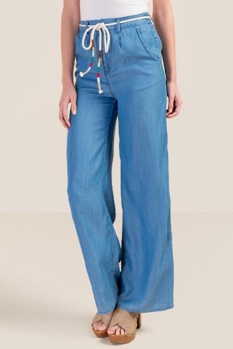 Francesca's Olivia Belted Palazzo Pants - Medium Wash