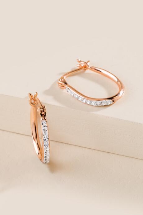Francesca's Eloise Crystal Hoop Earrings - Rose/gold