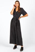 Francesca's Pearson Belted Stripe Jumpsuit - Black