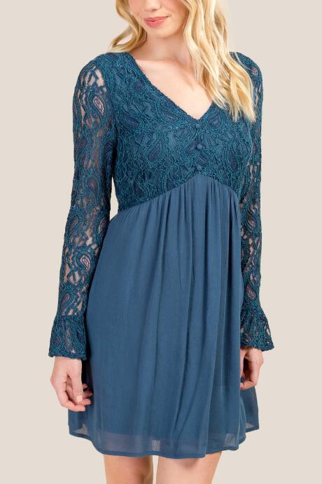 Francesca's Kendall Lace Shift Dress - Dark Teal