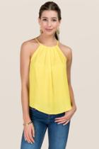 Miami Lena High Neck Pleated Tank - Yellow