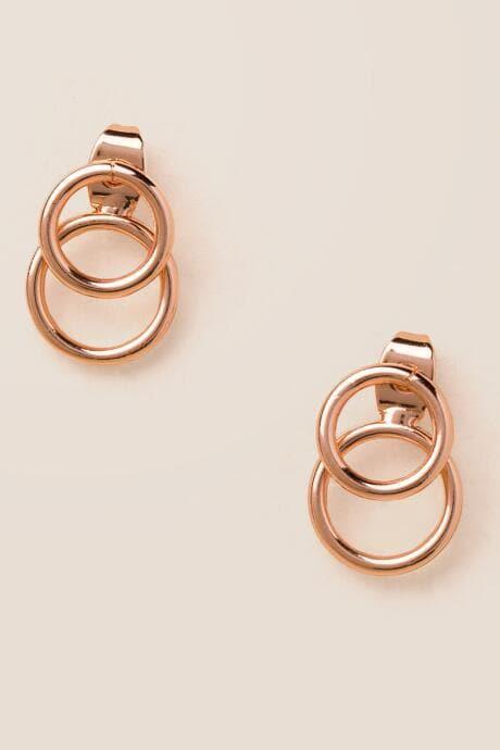 Francesca's Lena Double Circle Stud Earring In Rose Gold - Rose/gold